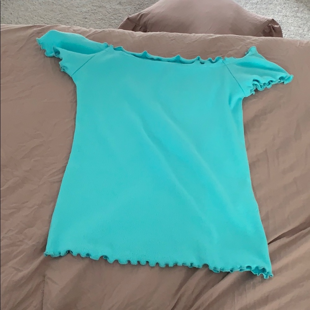 Blue hollister off the shoulder tee shirt